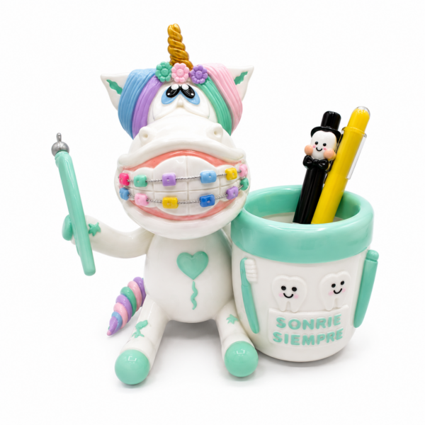 Portalápices Dental Unicornio con Brackets